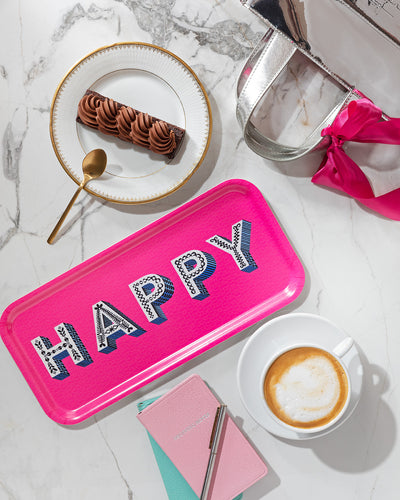 Jamida of Sweden Tablett HAPPY Pink | 32x15 cm