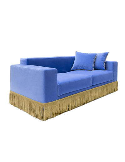 Abhika 2-Sitzer Samtsofa Gothit mit Fransen | 200 cm