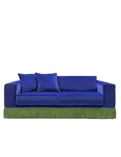 Abhika 2-Sitzer Samtsofa Gothit mit Fransen | 200 cm