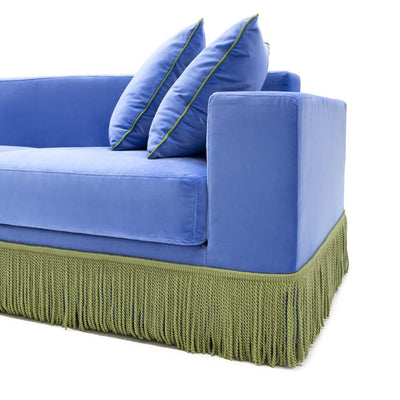 Abhika 2-Sitzer Samtsofa Gothit mit Fransen | 200 cm