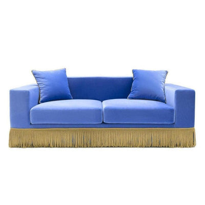 Abhika 2-Sitzer Samtsofa Gothit mit Fransen | 200 cm