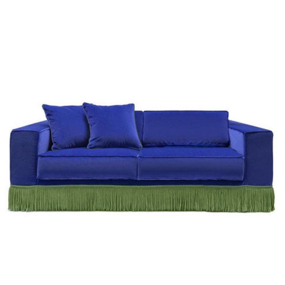 Abhika 2-Sitzer Samtsofa Gothit mit Fransen | 200 cm