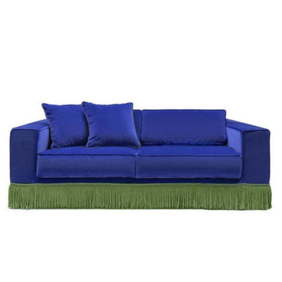 Abhika 2-Sitzer Samtsofa Gothit mit Fransen | 200 cm