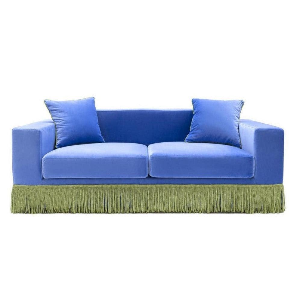 Abhika 2-Sitzer Samtsofa Gothit mit Fransen | 200 cm