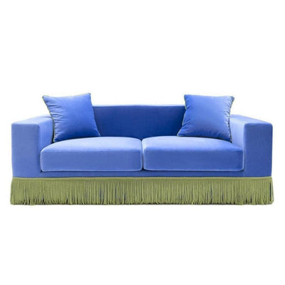 Abhika 2-Sitzer Samtsofa Gothit mit Fransen | 200 cm