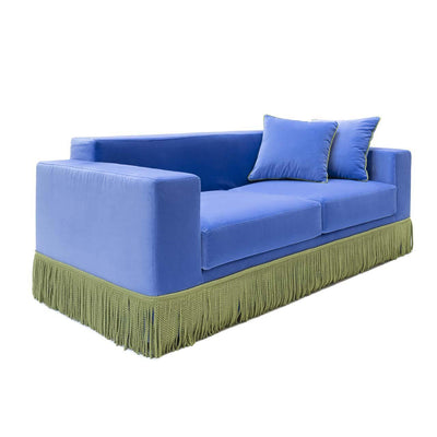 Abhika 2-Sitzer Samtsofa Gothit mit Fransen | 200 cm