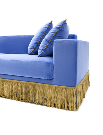 Abhika 2-Sitzer Samtsofa Gothit mit Fransen | 200 cm
