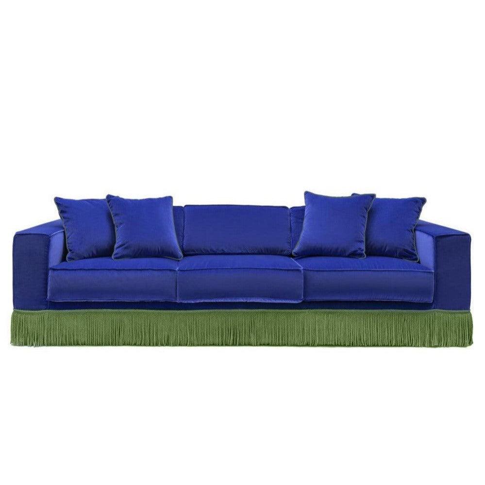 Abhika 3-Sitzer Samtsofa Gothit mit Fransen | 265 cm
