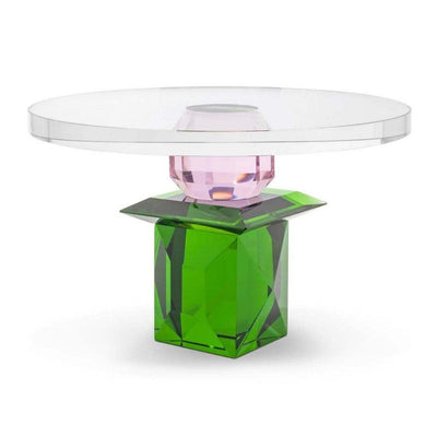Abhika Abhika Tortenplatte Crissy aus Kristallglas Grün & Rosa | Ø 23 cm Codeso Living