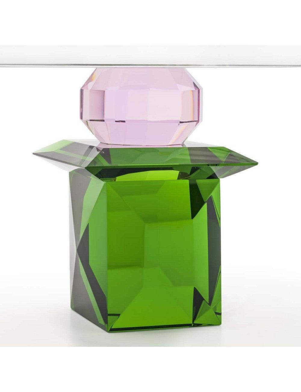 Abhika Abhika Tortenplatte Crissy aus Kristallglas Grün & Rosa | Ø 23 cm Codeso Living
