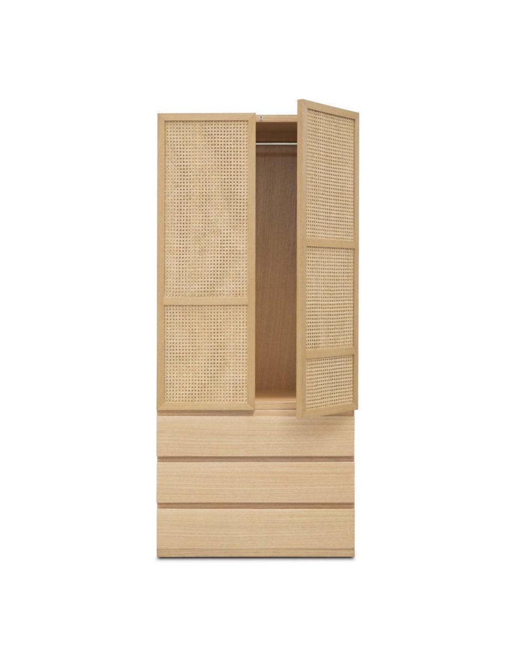 Abhika Kleiderschrank St. Martin mit Schubladen und Wiener Geflecht
