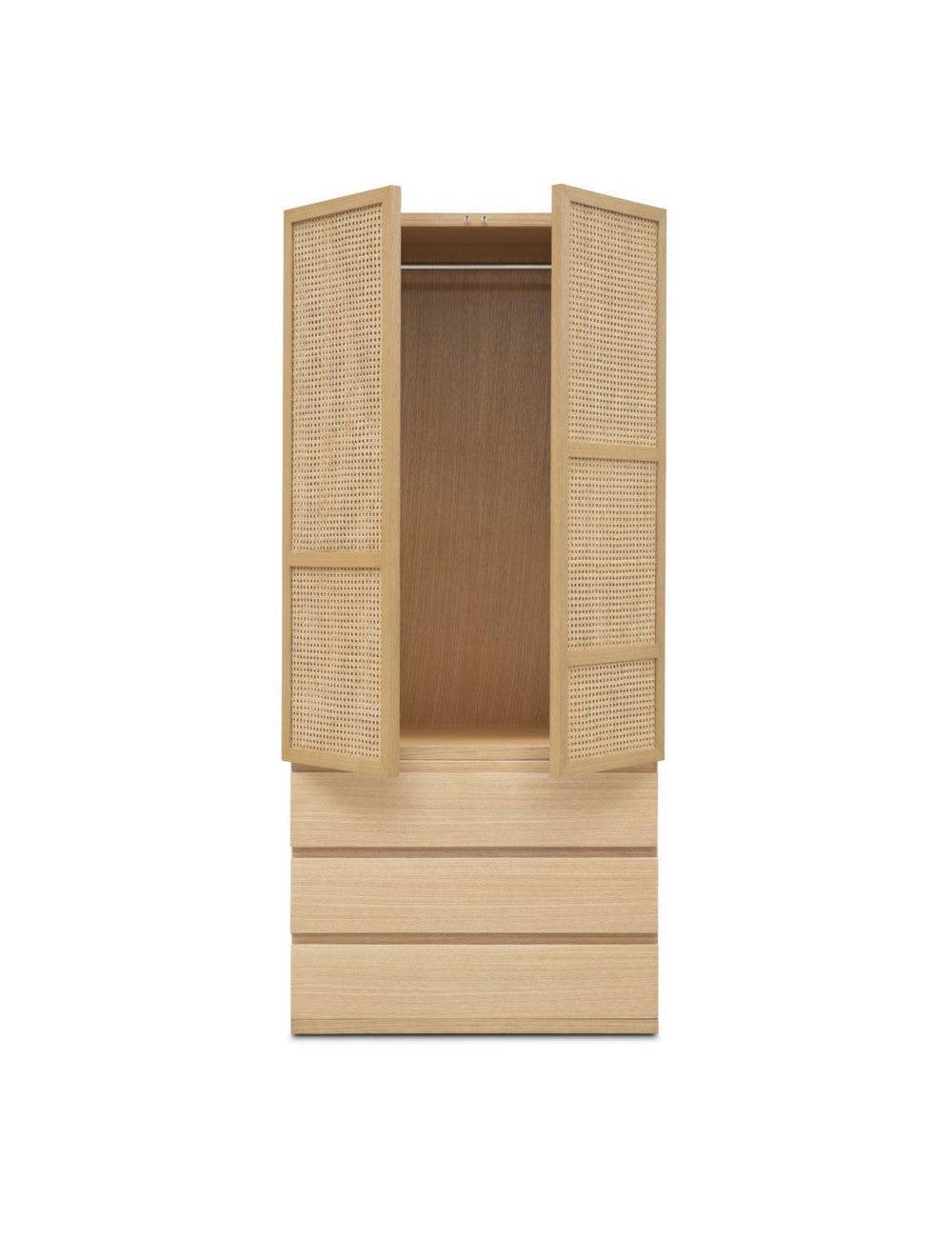 Abhika Kleiderschrank St. Martin mit Schubladen und Wiener Geflecht