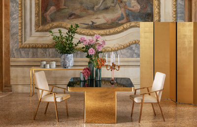 Abhika Quadratischer Esstisch Rome Roségold | 130x130 cm