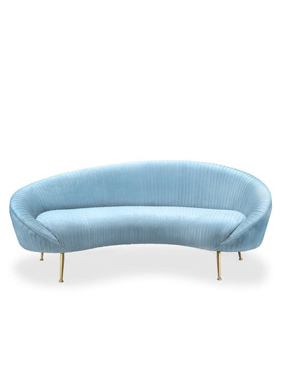 Abhika Rundes Samt-Sofa Kelly Plissee | Azur