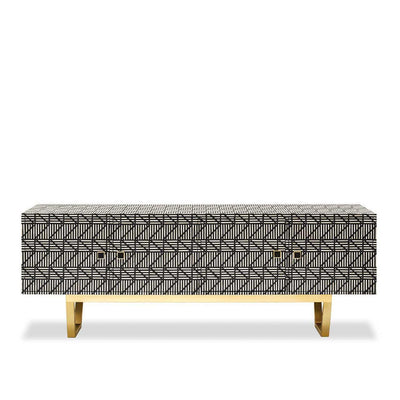 Abhika Sideboard Bonnie Schwarz-Weiß gestreift | 221x45 cm