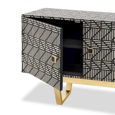 Abhika Sideboard Bonnie Schwarz-Weiß gestreift | 221x45 cm
