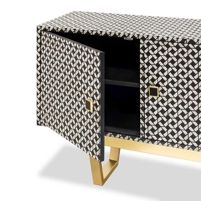 Abhika Sideboard Bonnie Schwarz-Weiß | 221x45 cm