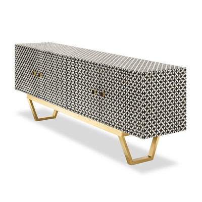 Abhika Sideboard Bonnie Schwarz-Weiß | 221x45 cm