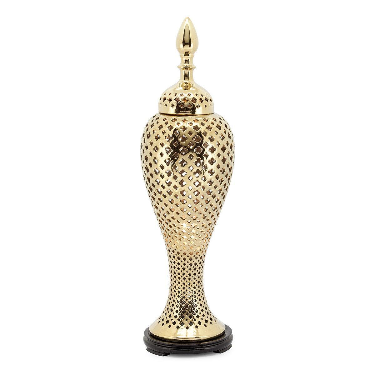 Abhika Tischlampe Ming Cross schmal Gold | H 64 cm