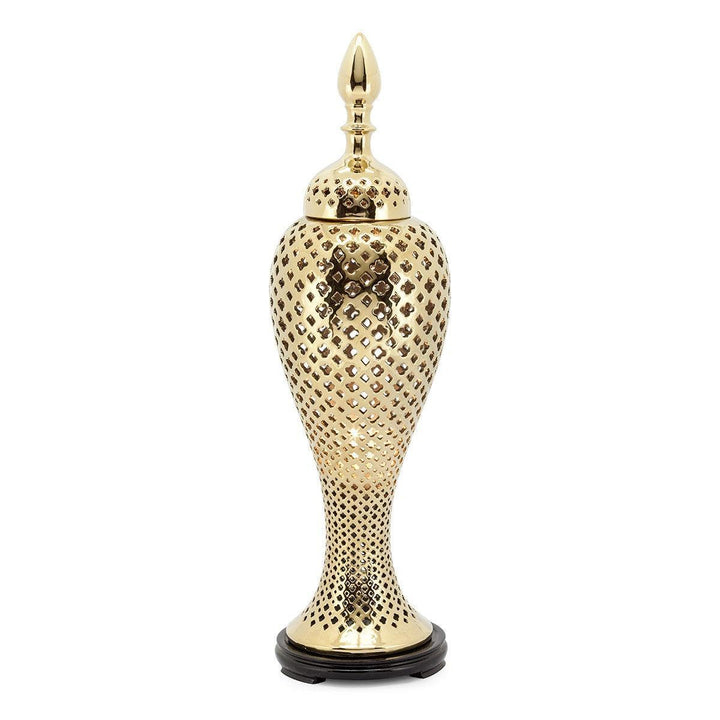 Abhika Tischlampe Ming Cross schmal Gold | H 64 cm