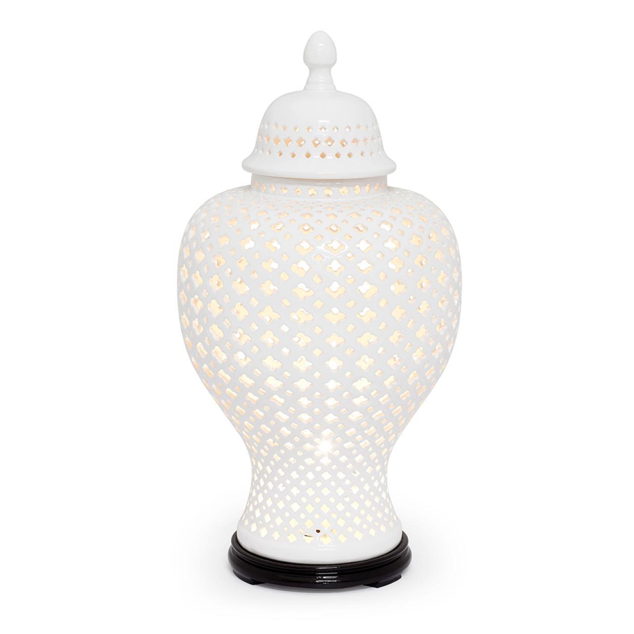 Abhika Tischlampe Ming Cross Weiß | H 65 cm