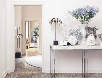 Abhika Tischlampe Palmery Silber | H 72 cm