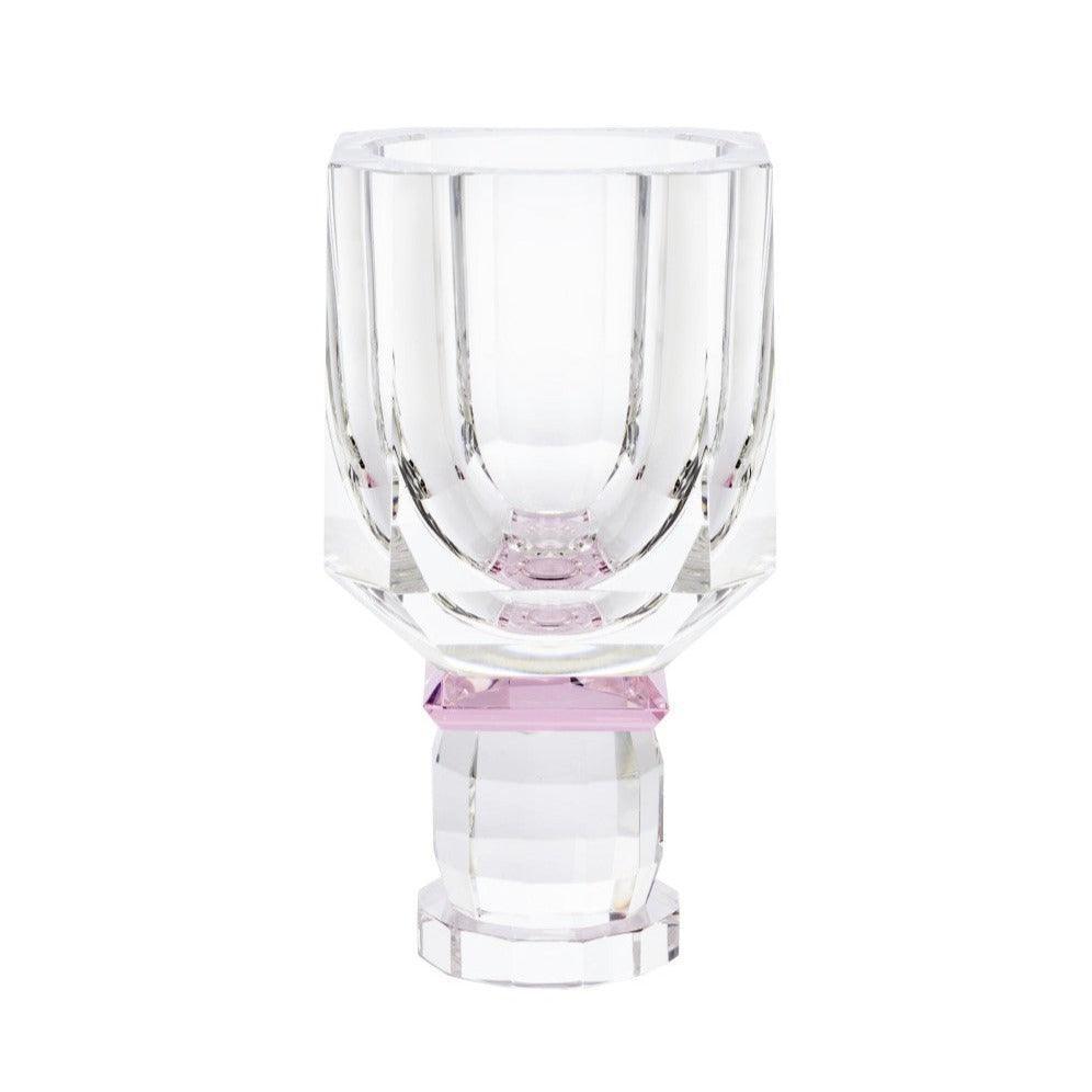 Abhika Vase Crissy aus Kristallglas Klar & Rosa | H 25 cm