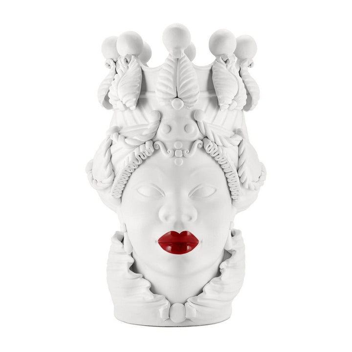 Abhika Vase Teste di Moro Lady mit Kussmund Rot | H 48 cm