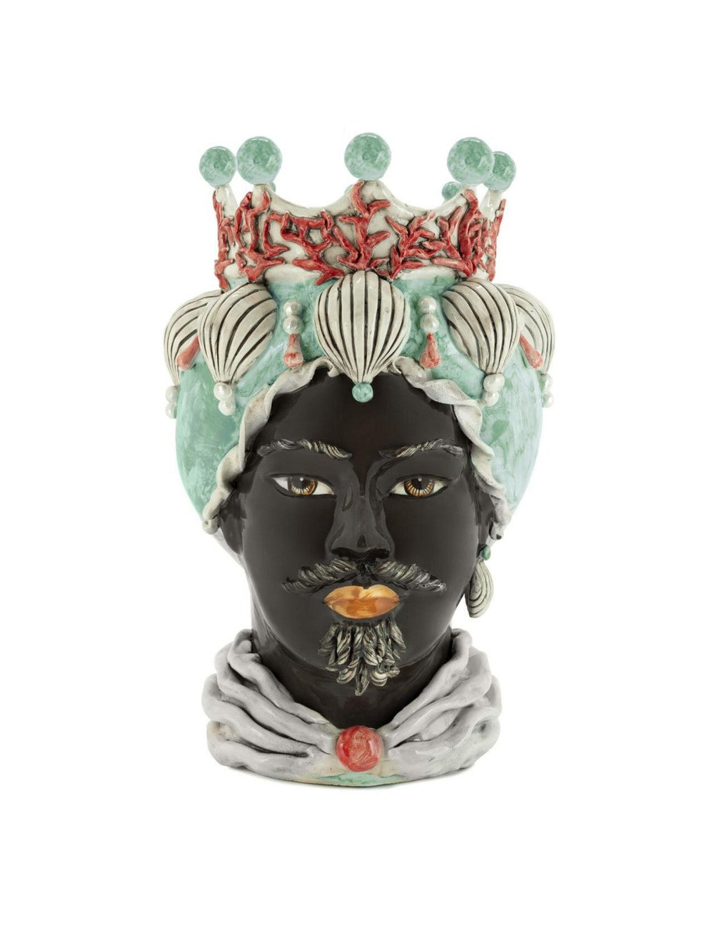 Abhika Vase Teste di Moro Man Coral Big | H 49 cm