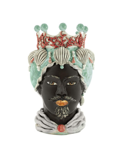 Abhika Vase Teste di Moro Man Coral Big | H 49 cm