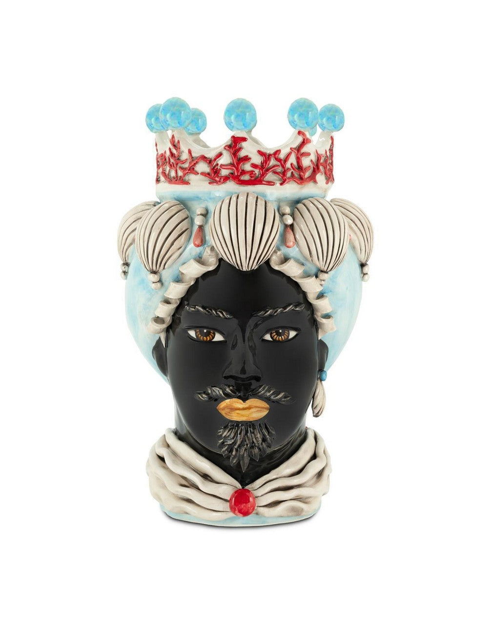Abhika Vase Teste di Moro Man Coral Big | H 49 cm