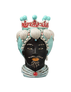 Abhika Vase Teste di Moro Man Coral Big | H 49 cm
