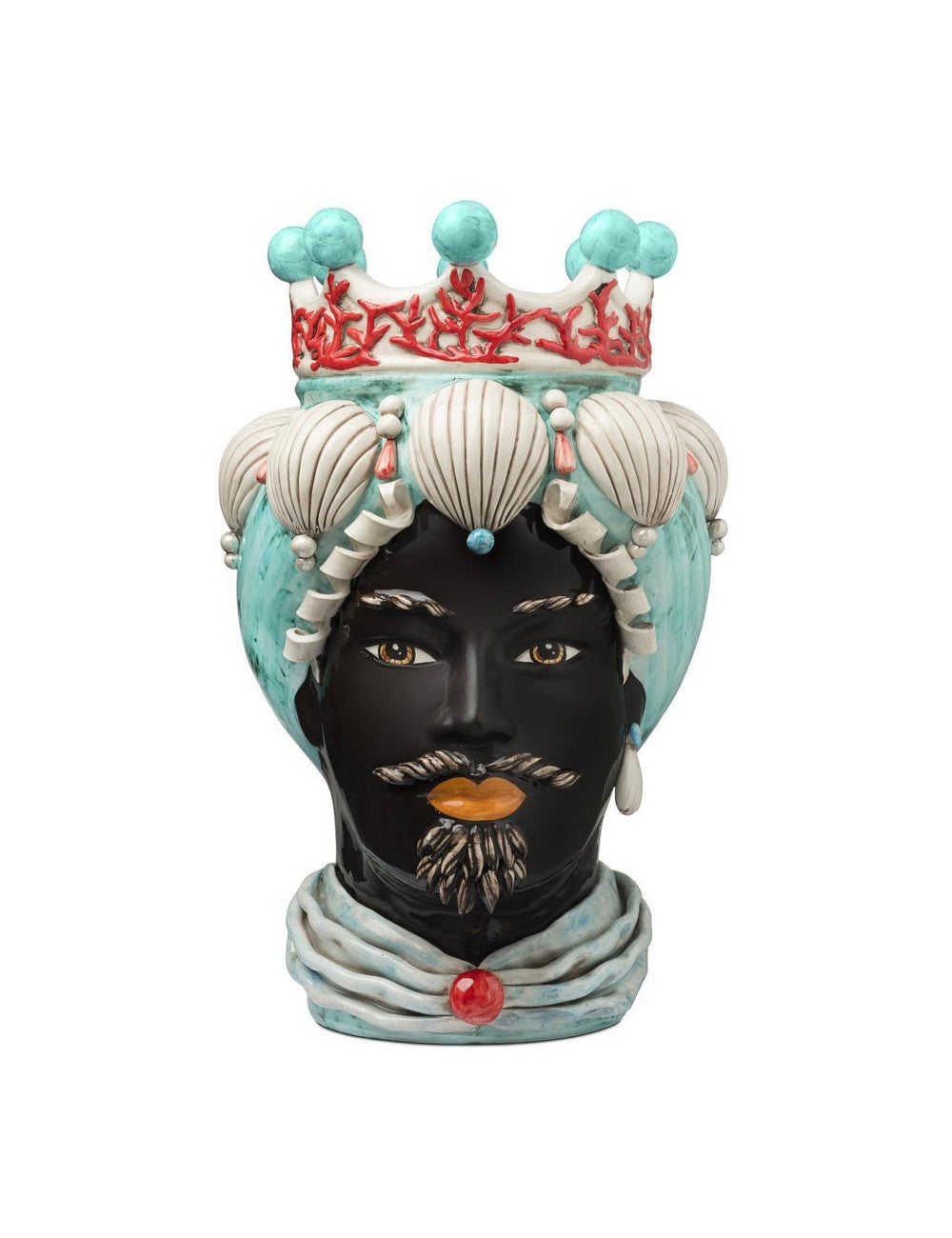 Abhika Vase Teste di Moro Man Coral Big | H 49 cm