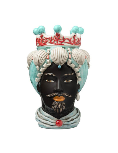 Abhika Vase Teste di Moro Man Coral Big | H 49 cm