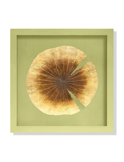 Abhika Wandbild "Lotus Leaf" mit echtem Lotusblatt & Blattgold