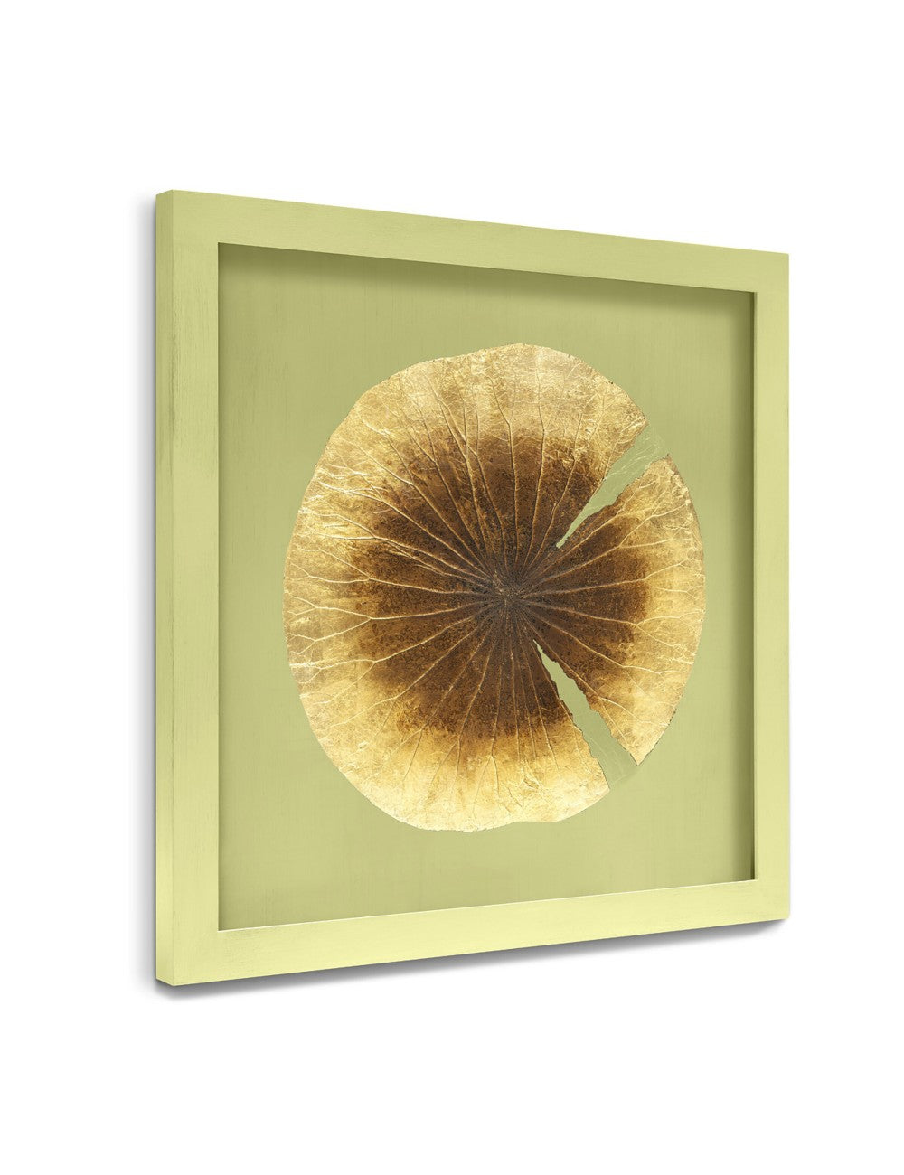 Abhika Wandbild "Lotus Leaf" mit echtem Lotusblatt & Blattgold