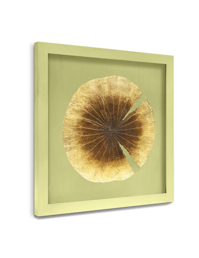 Abhika Wandbild "Lotus Leaf" mit echtem Lotusblatt & Blattgold
