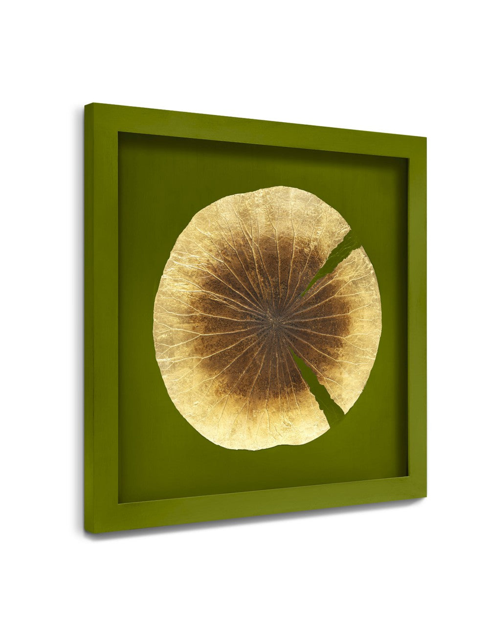 Abhika Wandbild "Lotus Leaf" mit echtem Lotusblatt & Blattgold