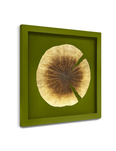 Abhika Wandbild "Lotus Leaf" mit echtem Lotusblatt & Blattgold