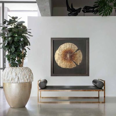 Abhika Wandbild "Lotus Leaf" mit echtem Lotusblatt & Blattgold