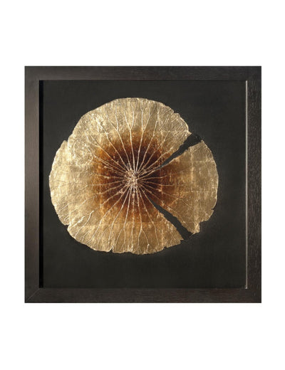 Abhika Wandbild "Lotus Leaf" mit echtem Lotusblatt & Blattgold