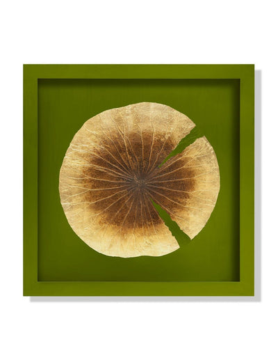 Abhika Wandbild "Lotus Leaf" mit echtem Lotusblatt & Blattgold
