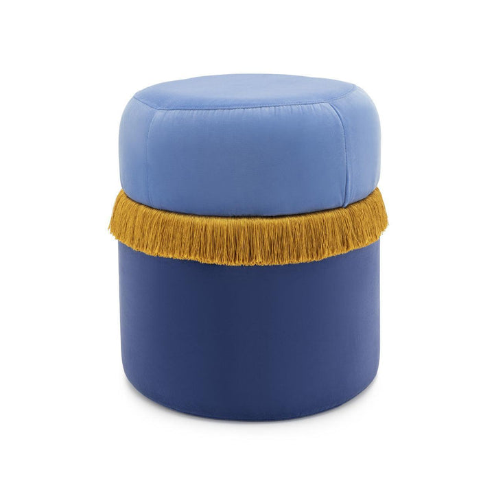 Abhika wendbarer Design-Hocker Pouf Jellybean mit Seidenfransen