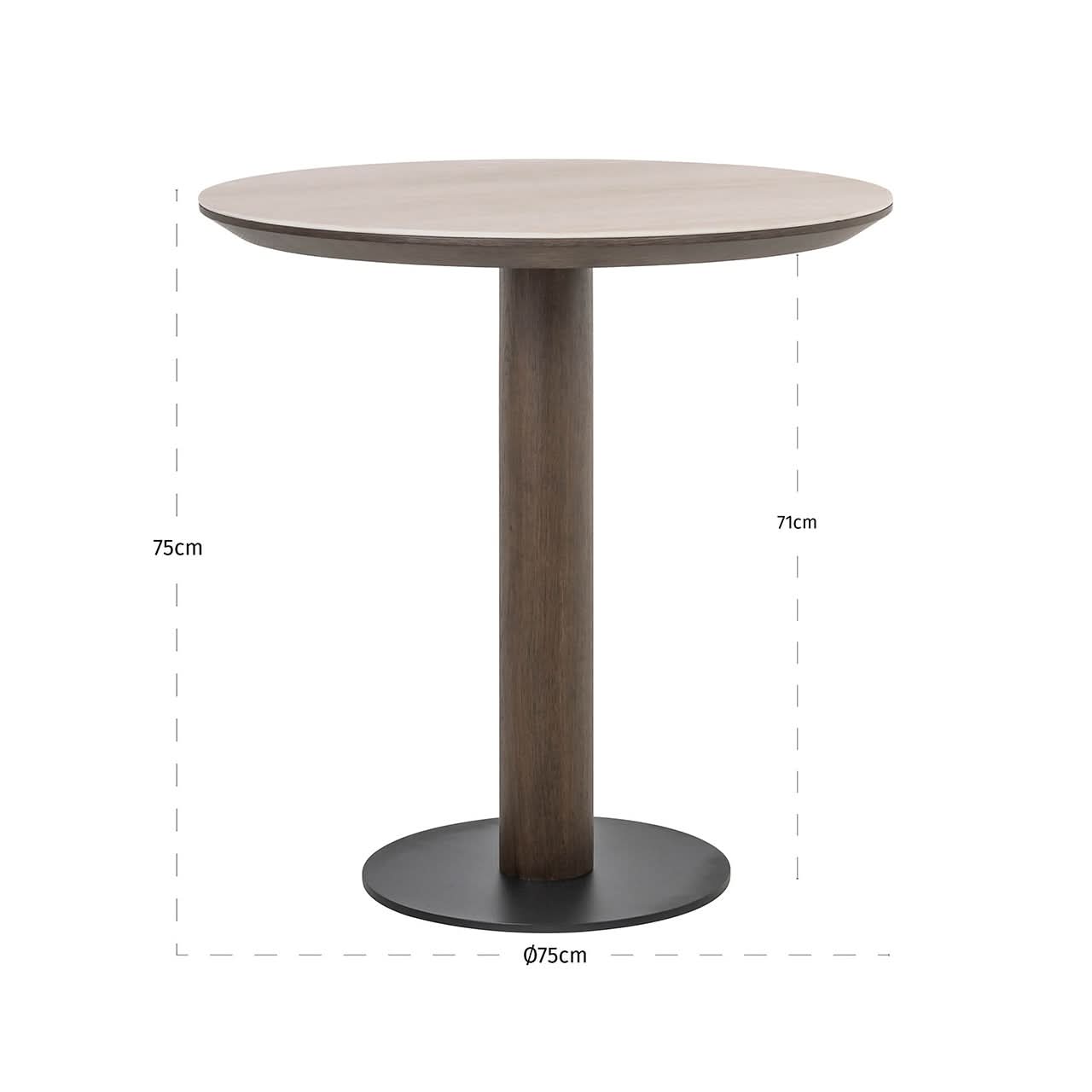 Richmond Interiors Runder Travertin Bistrotisch Ritz Braun | Ø 75 cm