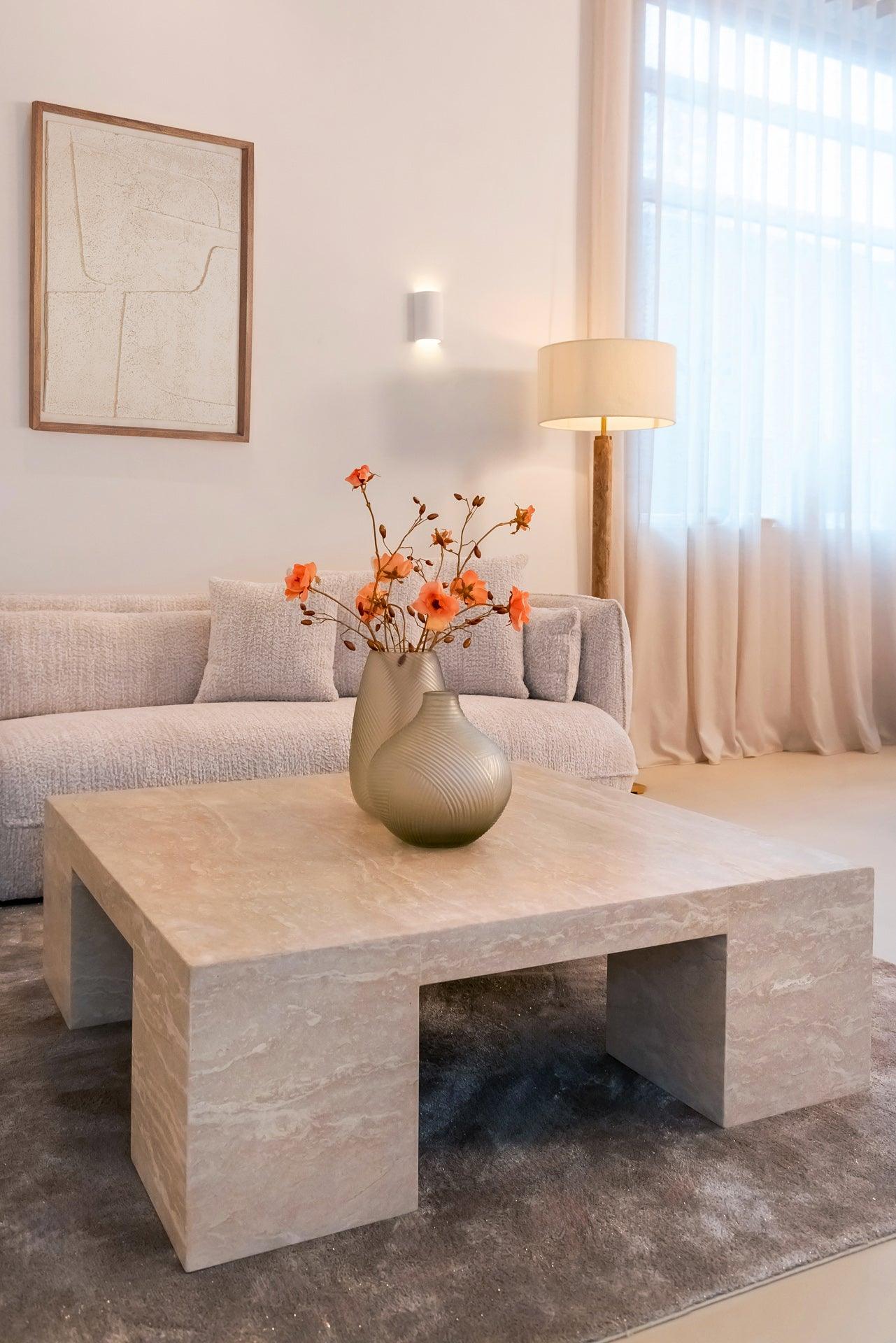 Alexander Jones Quadratischer Couchtisch Biltmore aus italienischem Travertin | 110x110 cm