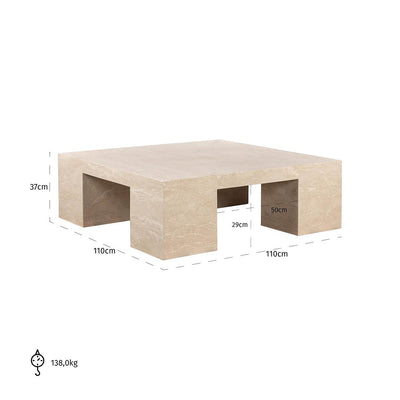 Alexander Jones Quadratischer Couchtisch Biltmore aus italienischem Travertin | 110x110 cm
