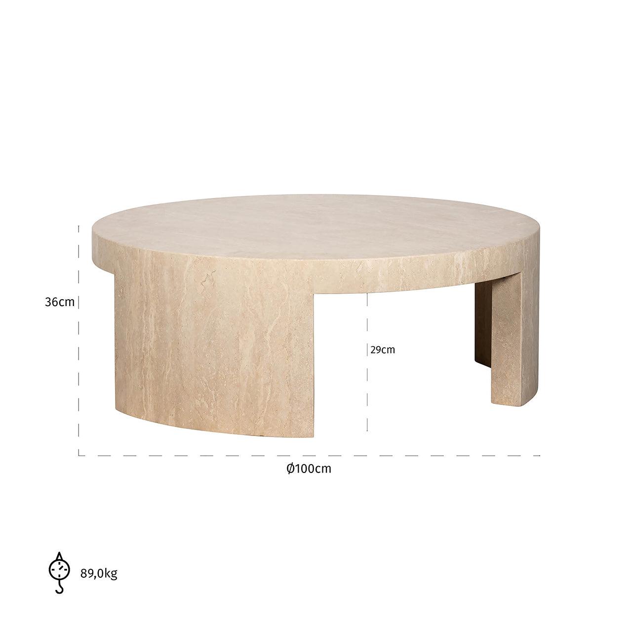 Alexander Jones Runder Couchtisch Biltmore aus italienischem Travertin | ø 100 cm