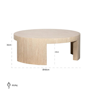 Alexander Jones Runder Couchtisch Biltmore aus italienischem Travertin | ø 100 cm