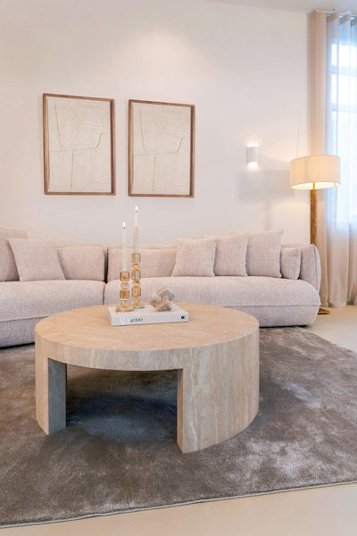 Alexander Jones Runder Couchtisch Biltmore aus italienischem Travertin | ø 100 cm
