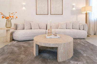 Alexander Jones Runder Couchtisch Biltmore aus italienischem Travertin | ø 100 cm
